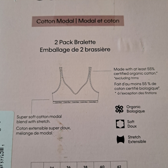 Calvin Klein 2 Pack Bralette Cotton Modal Pink Tan Size Small Bras - Picture 14 of 16